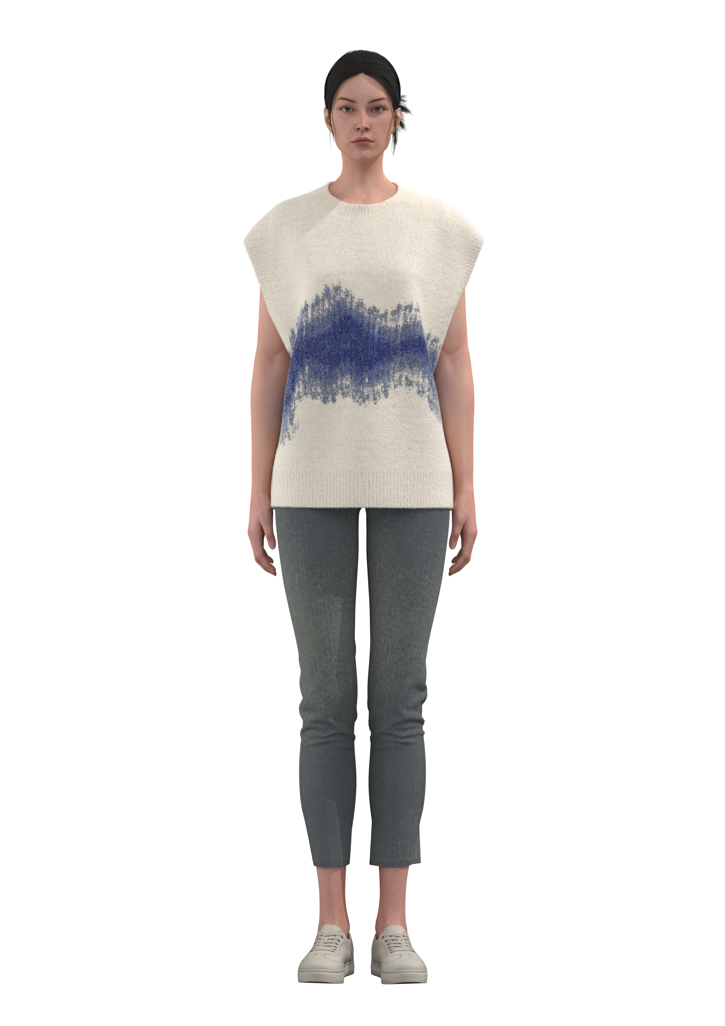 女式圆领提花针织背心