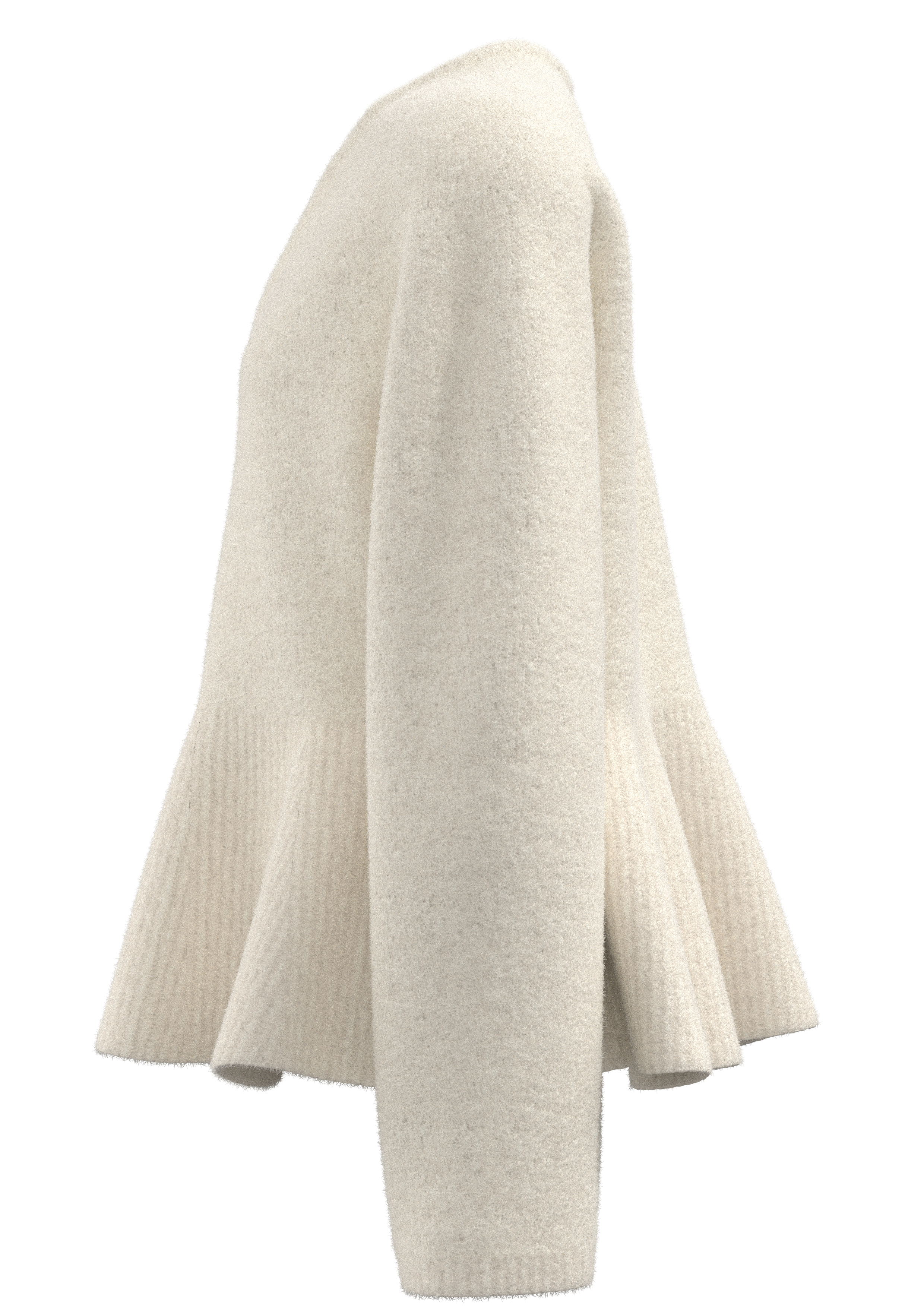 女式 V 领羊腿袖收腰荷叶边下摆毛衣