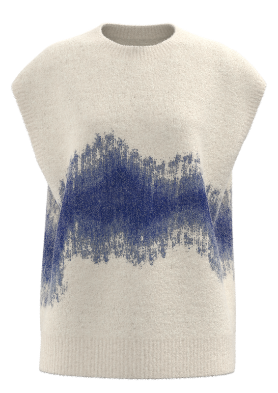 女式圆领提花针织背心