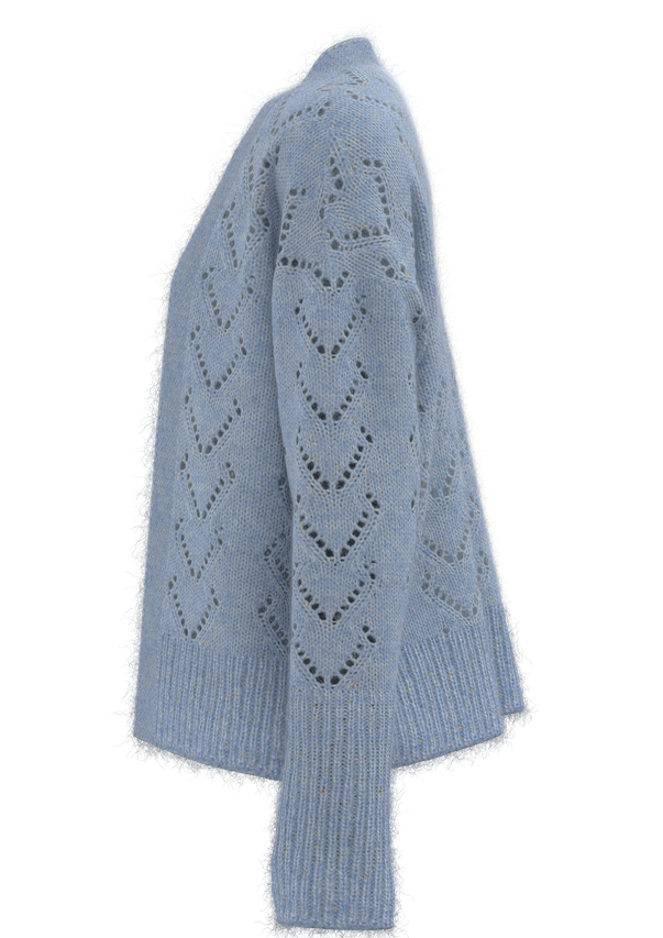 女式菱格挑洞针织开衫