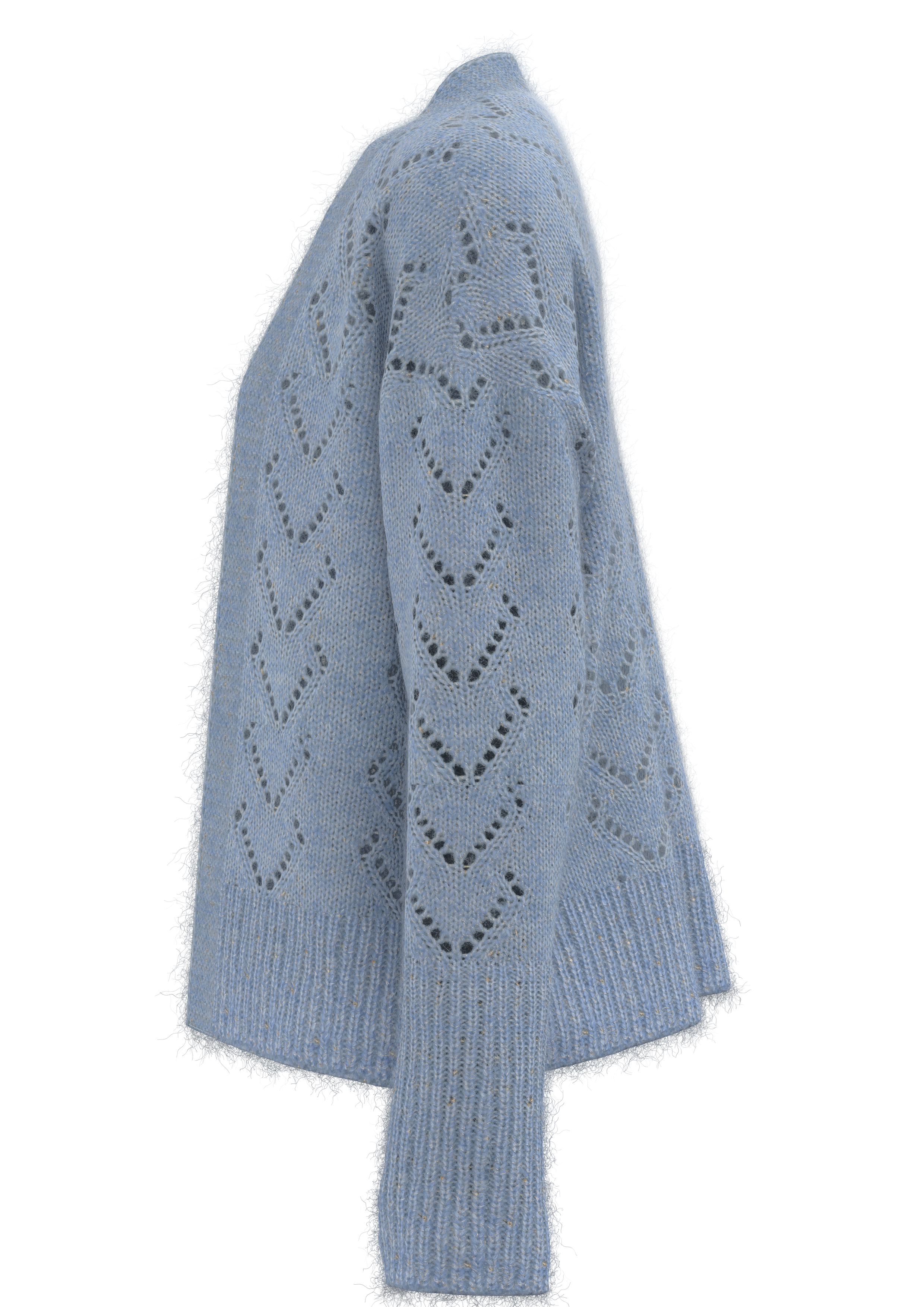 女式菱格挑洞针织开衫