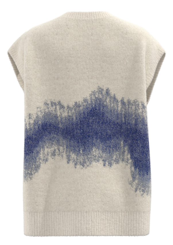 女式圆领提花针织背心