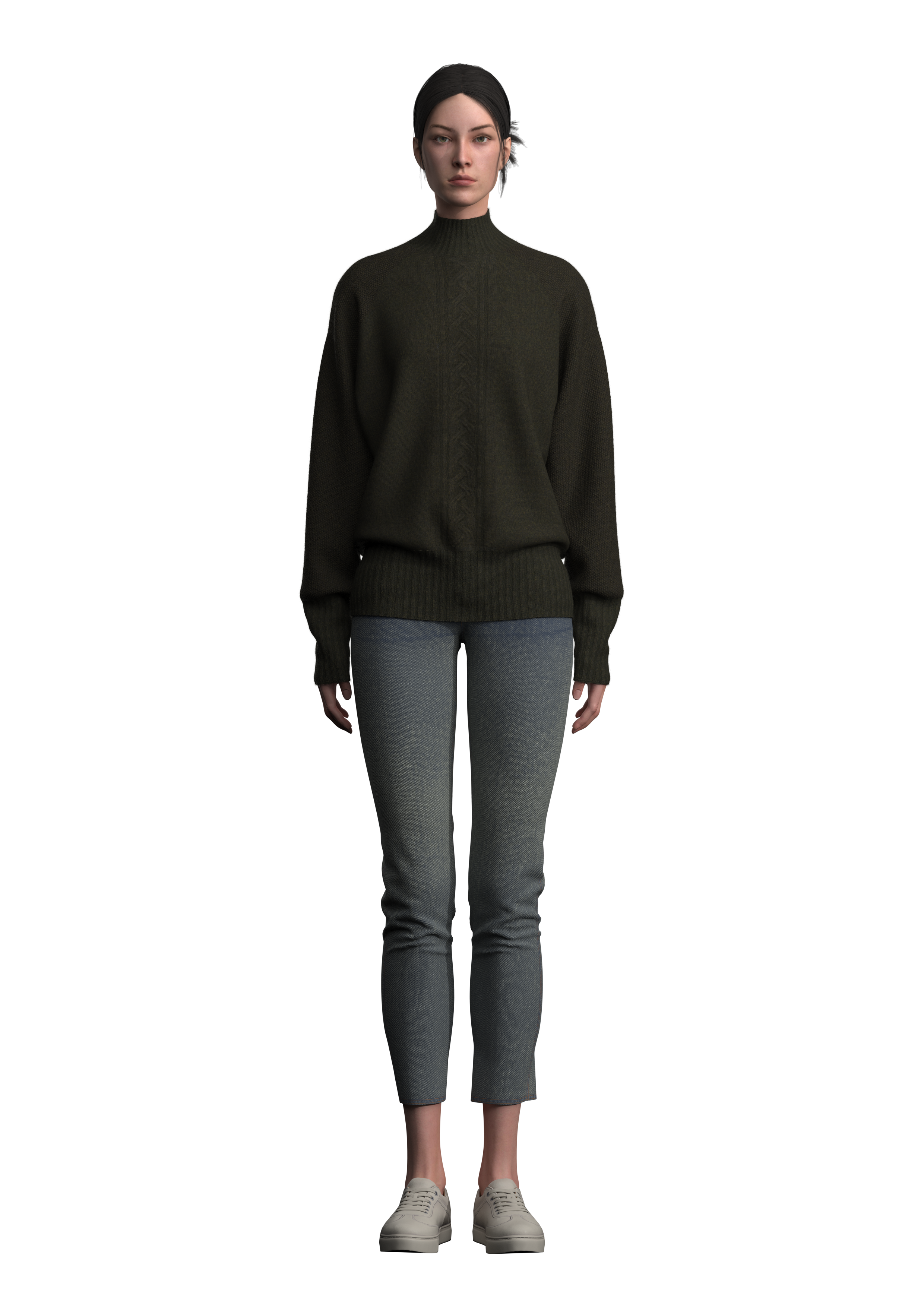 女式绞花针织套头毛衣