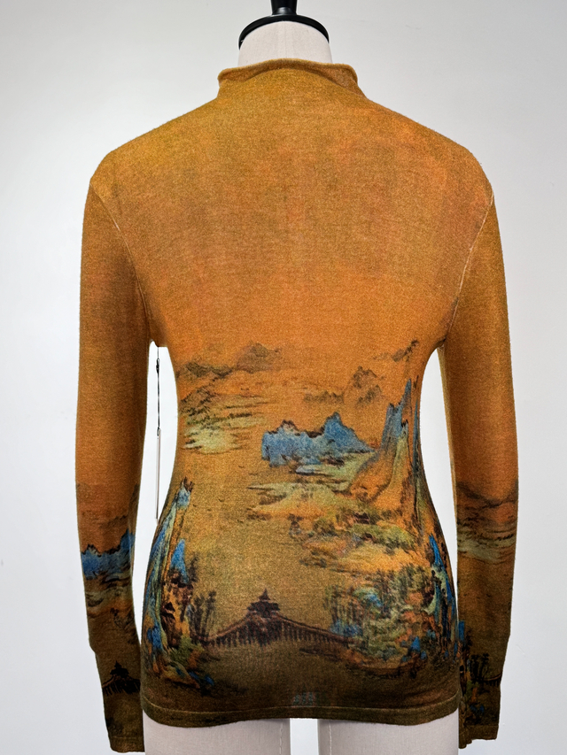 超柔软的羊毛数字印刷设计套头衫