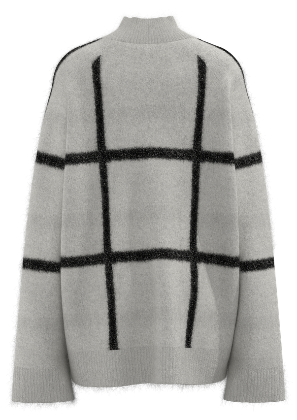 女式小高领格子套头衫