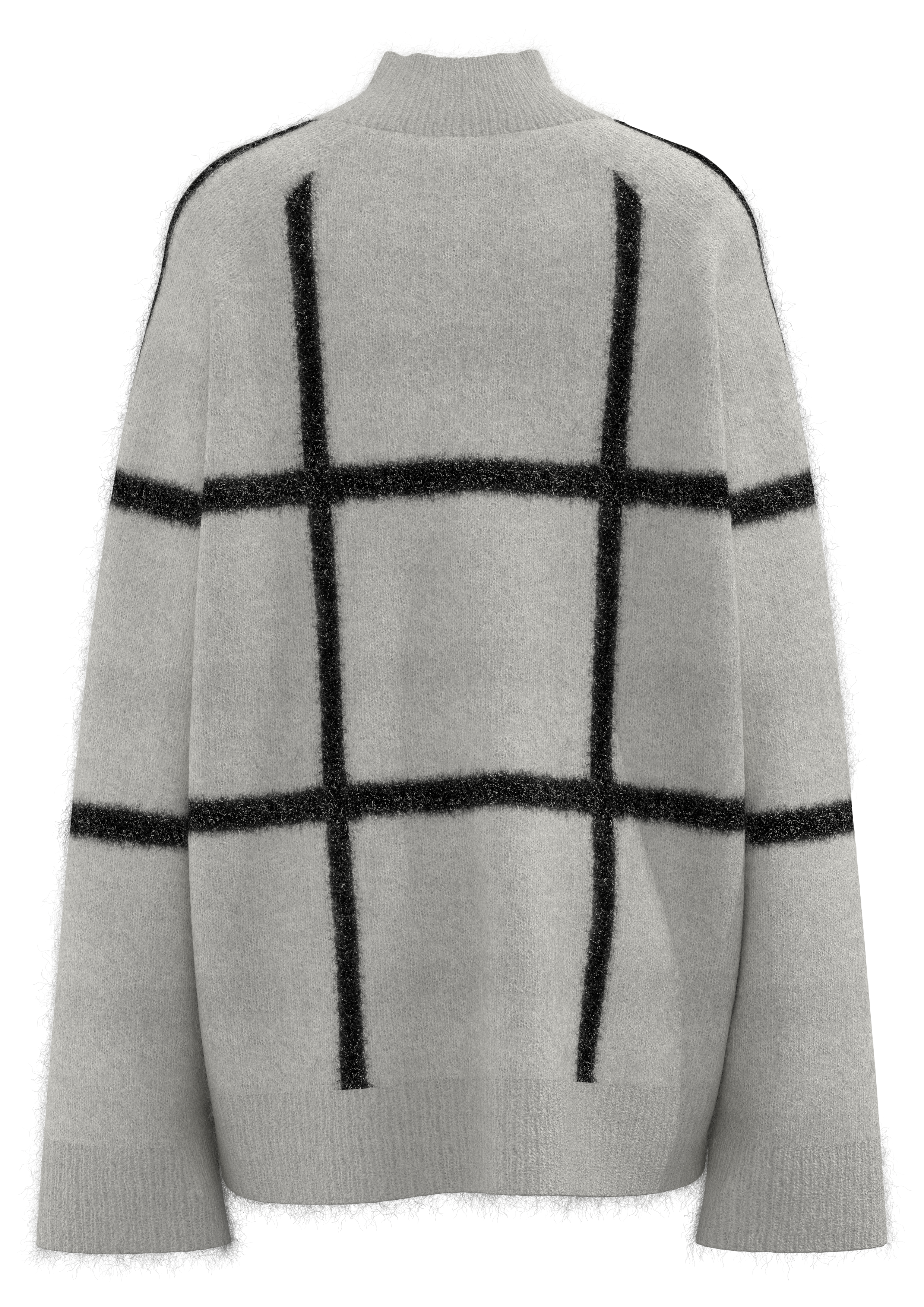 女式格纹半高领套头衫