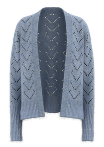 女式菱格挑洞针织开衫