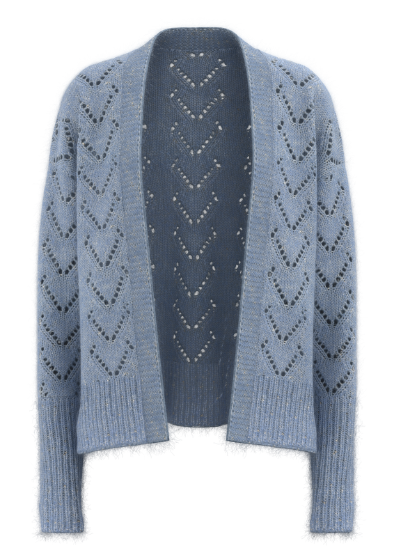 女式菱格挑洞针织开衫