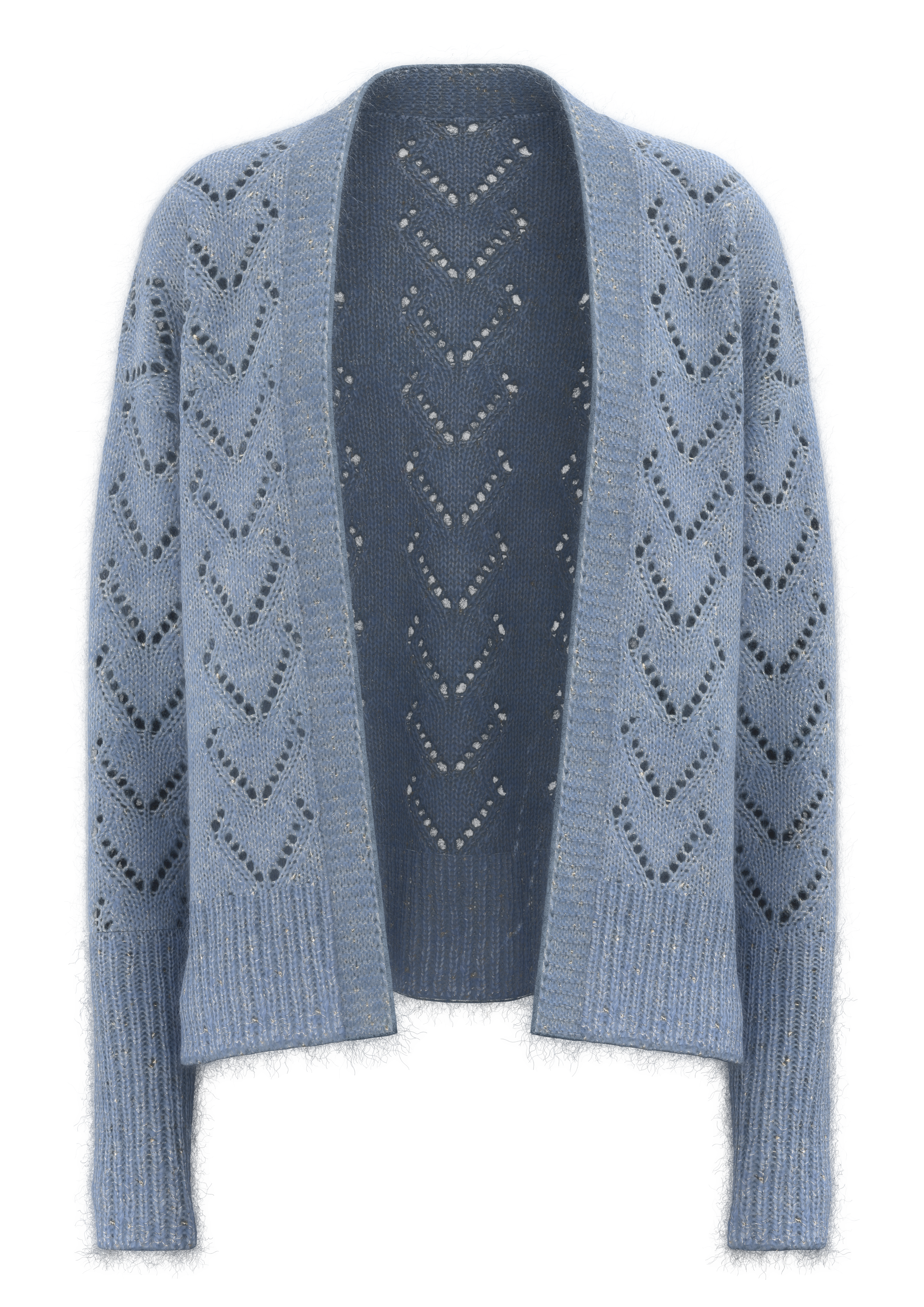 女式菱格挑洞针织开衫