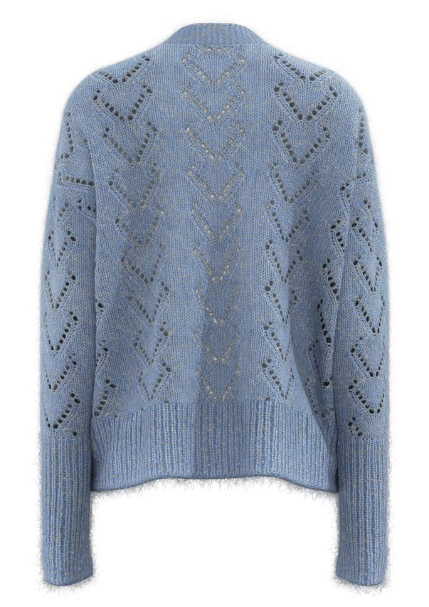 女式钻石图案镂空针织开衫