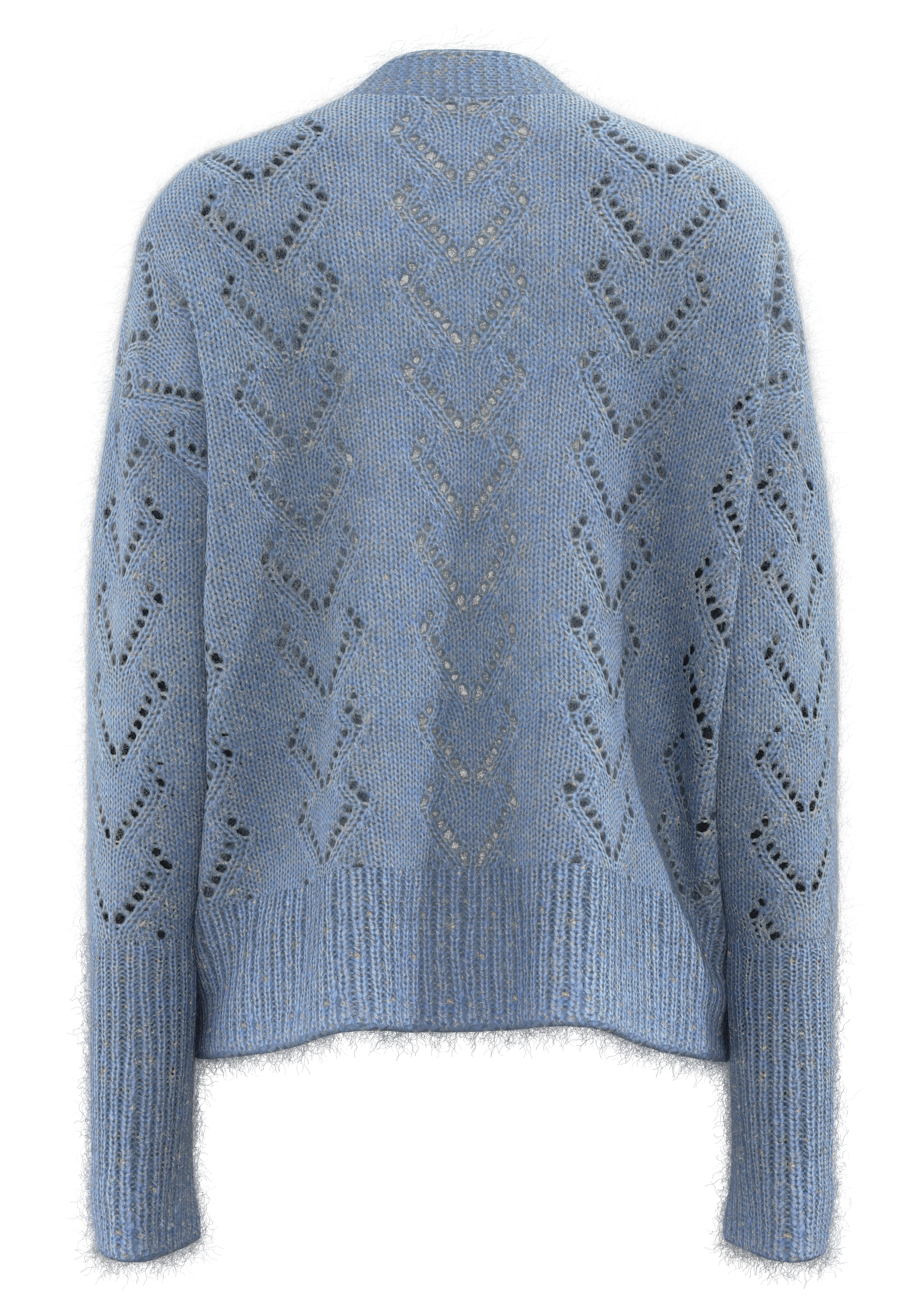 女式菱格挑洞针织开衫