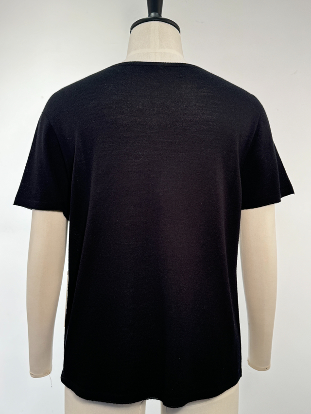 羊毛和丝绸混合无缝的短袖顶