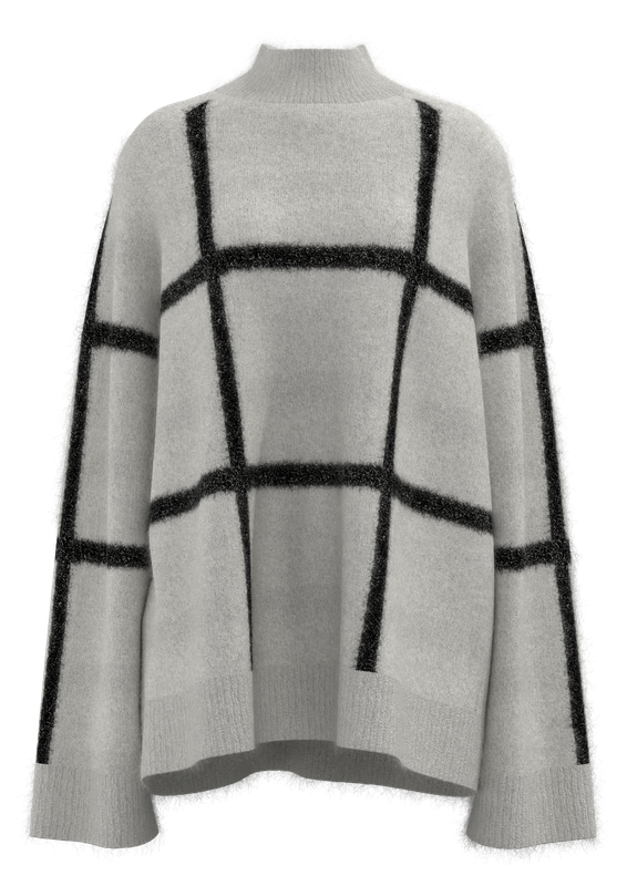 女式格纹半高领套头衫