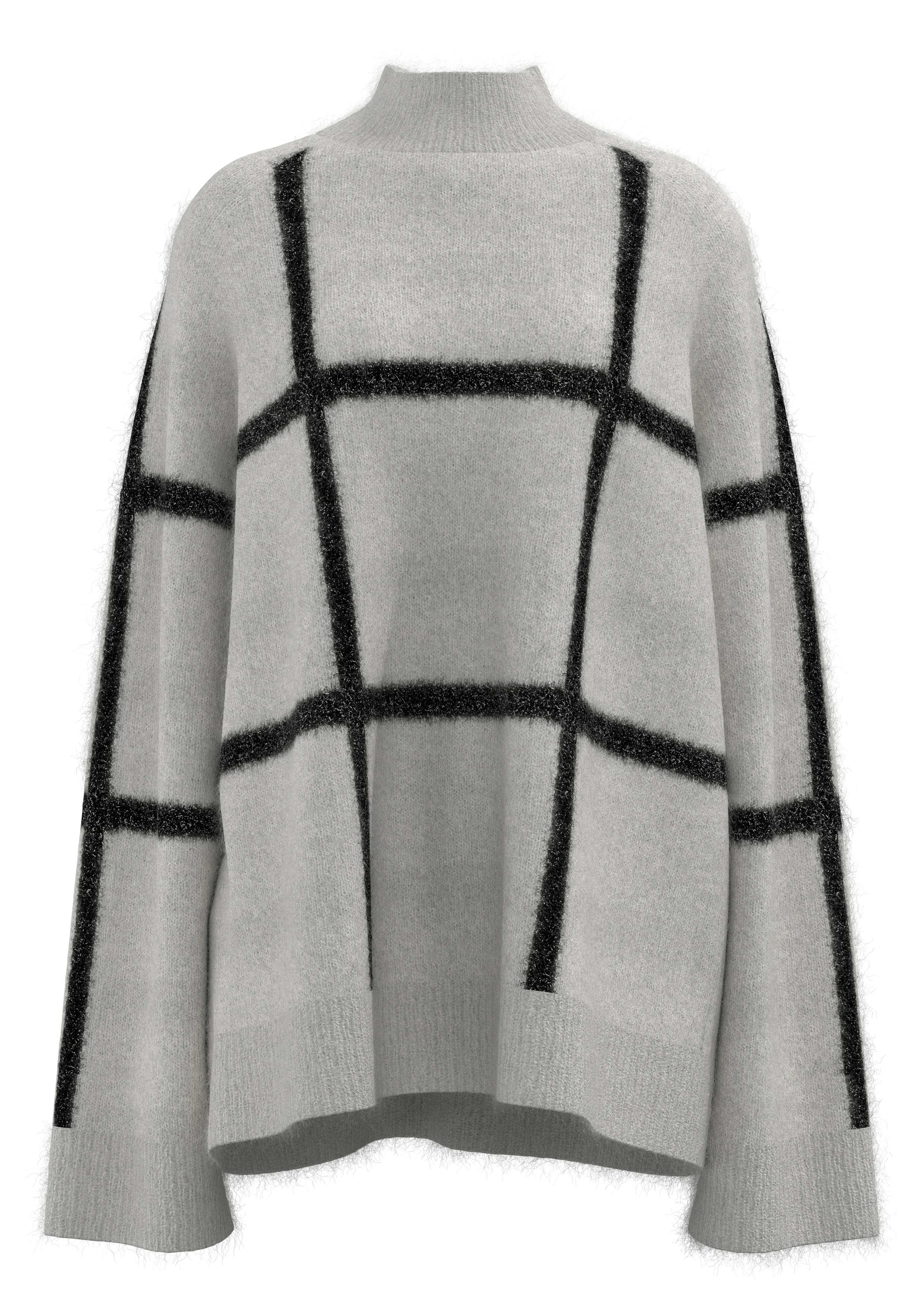 女式格纹半高领套头衫