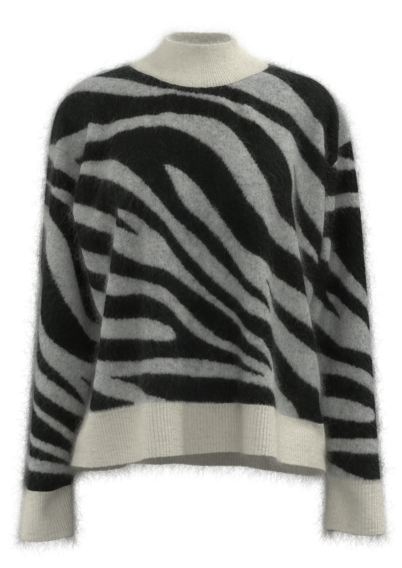 女式小高领斑马纹套头衫