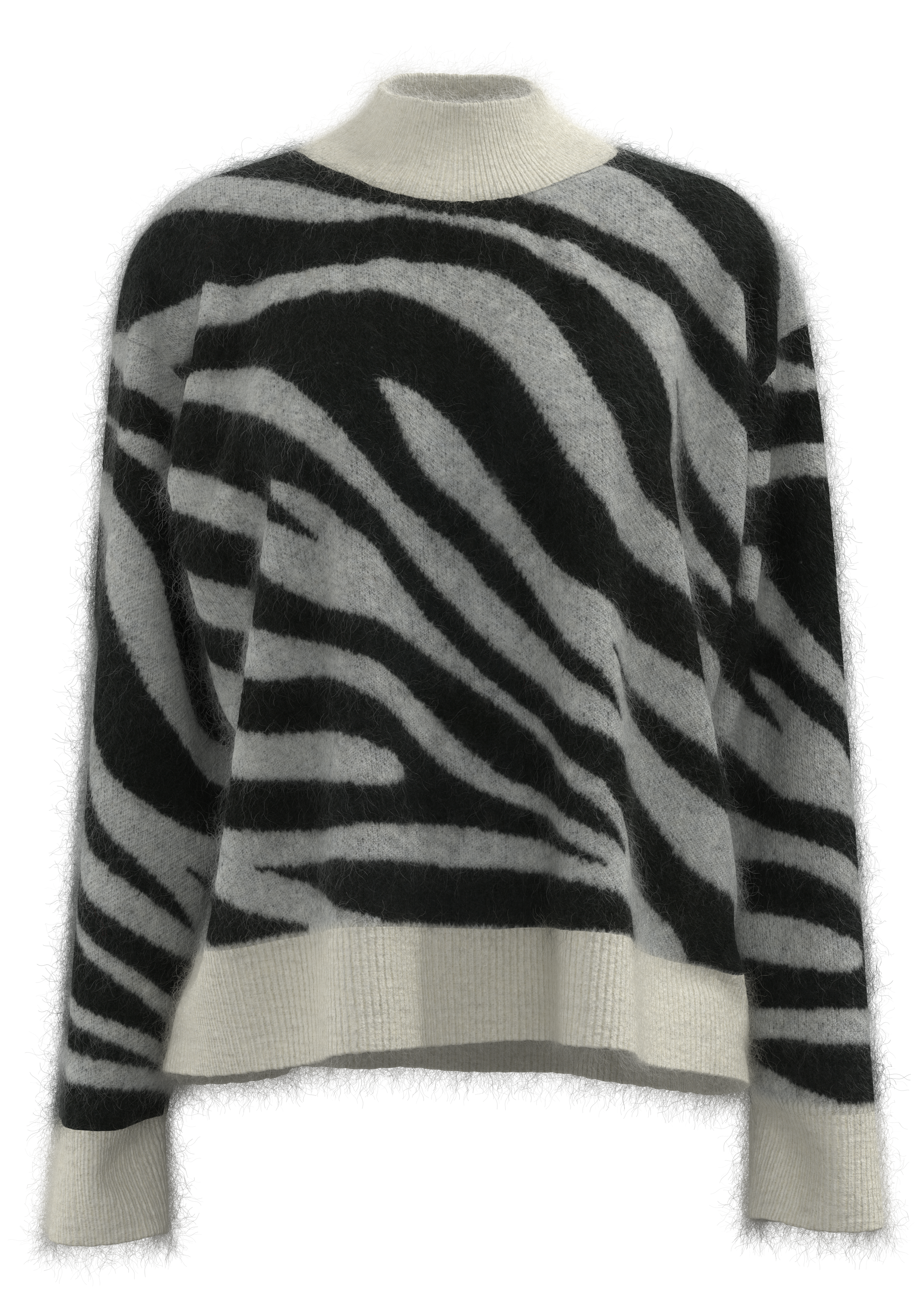 女式小高领斑马纹套头衫