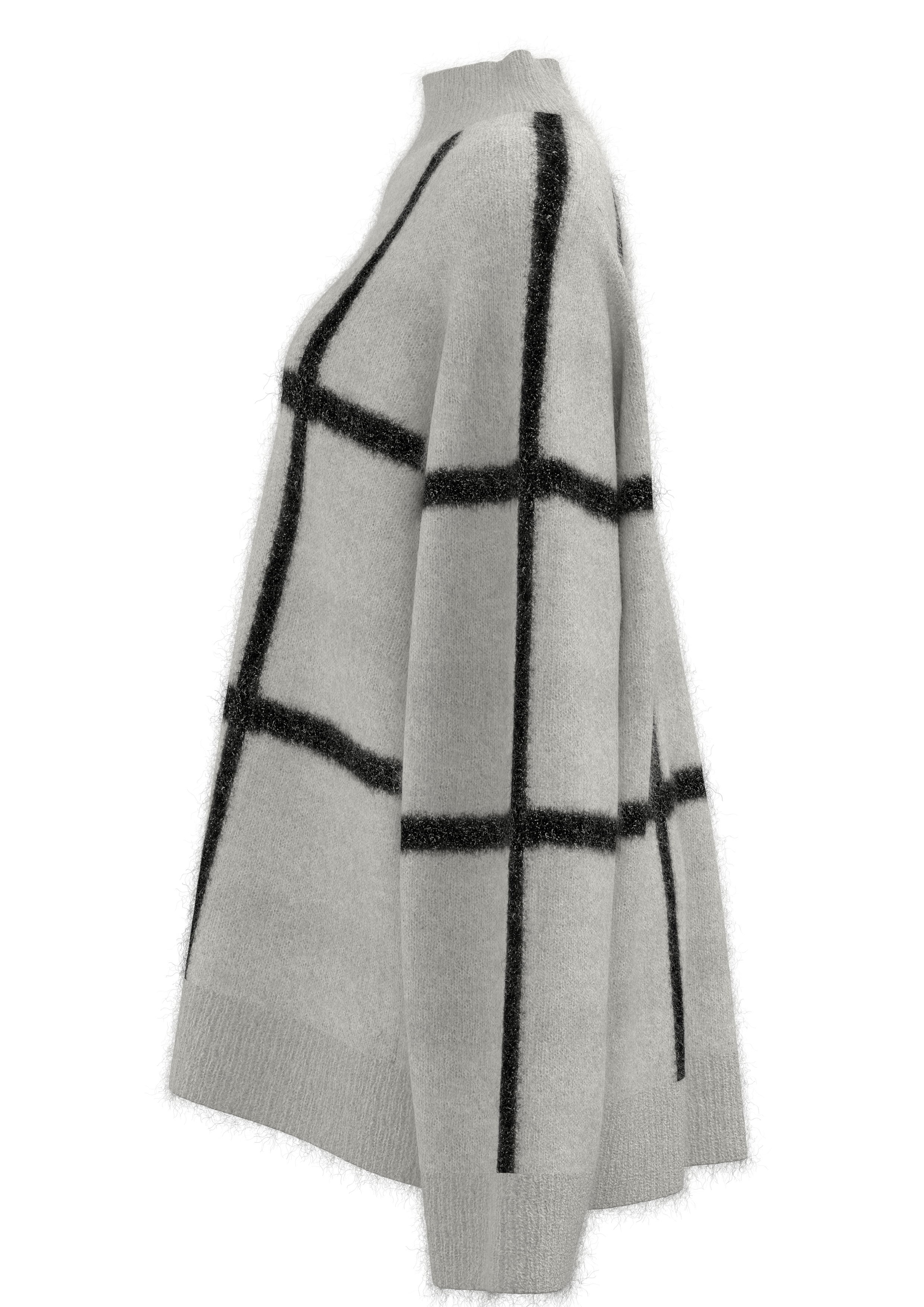 女式格纹半高领套头衫