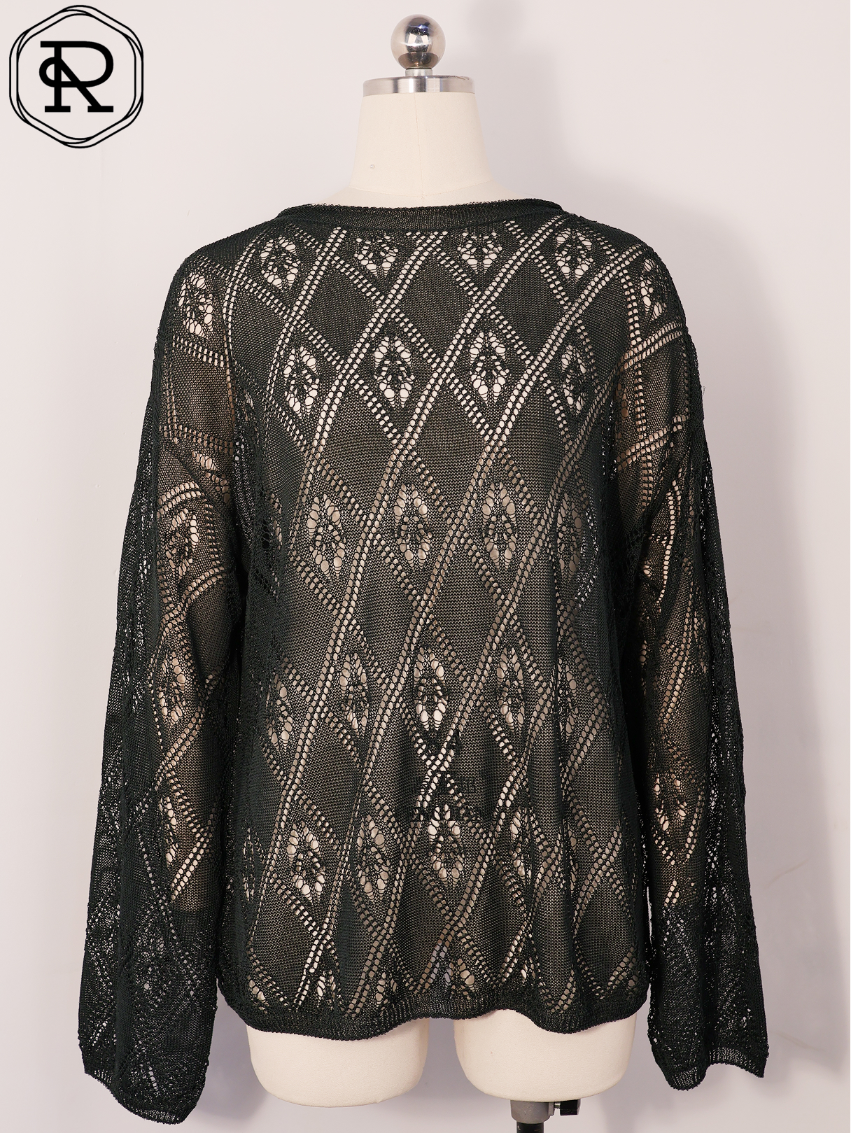 Diamond Geo-Pointelle 长袖针织上衣